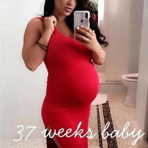 Long red Bebe dress